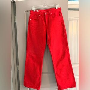 True red color Zara wide leg high rise jeans. Purchased in Japan. Size 8.